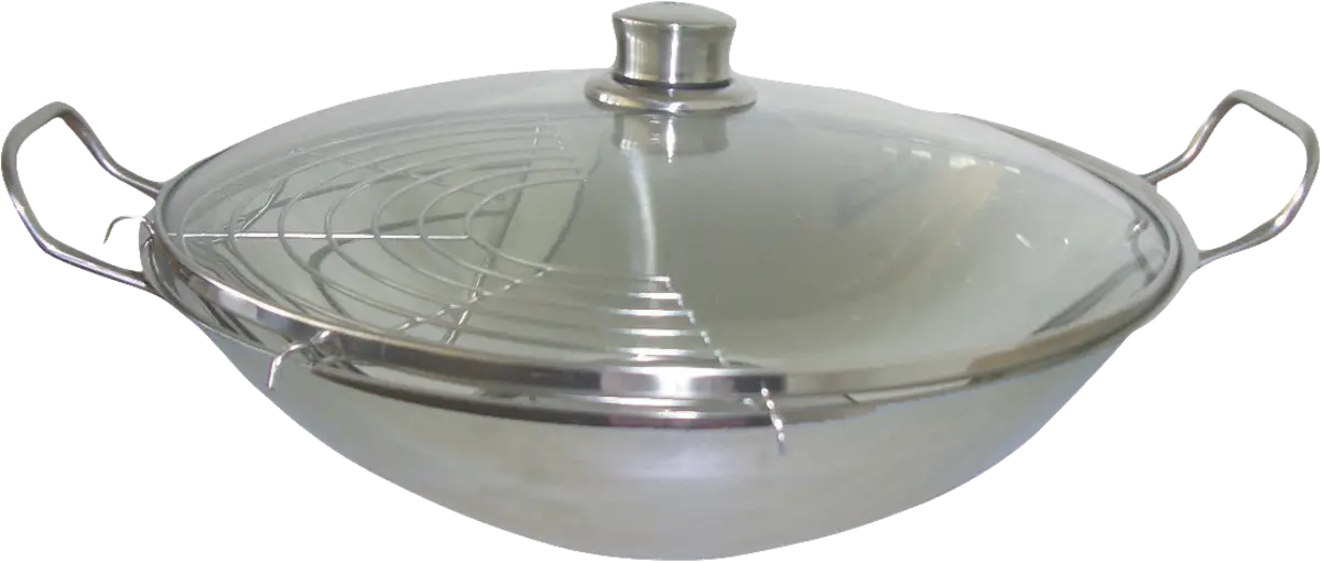 HEZ390090 Rvs wokpan 36cm (top)/16cm (bodem), glazen deksel