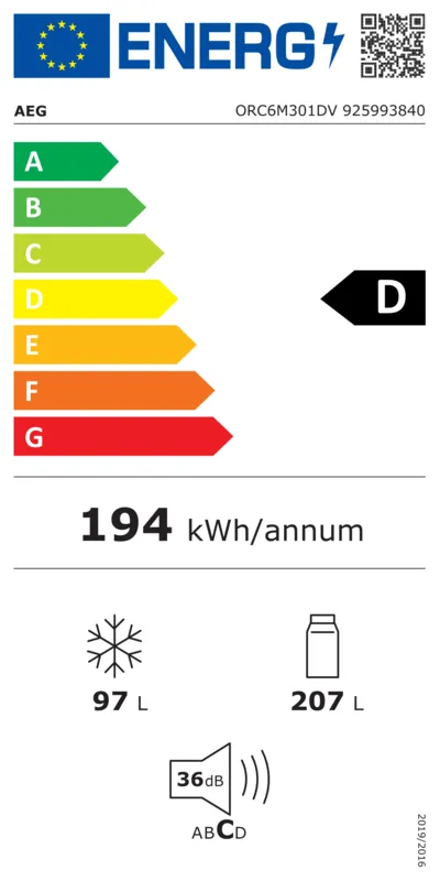 AEG ORC6M301DV energielabel