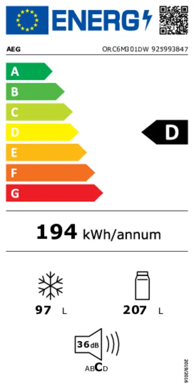 AEG ORC6M301DW energielabel