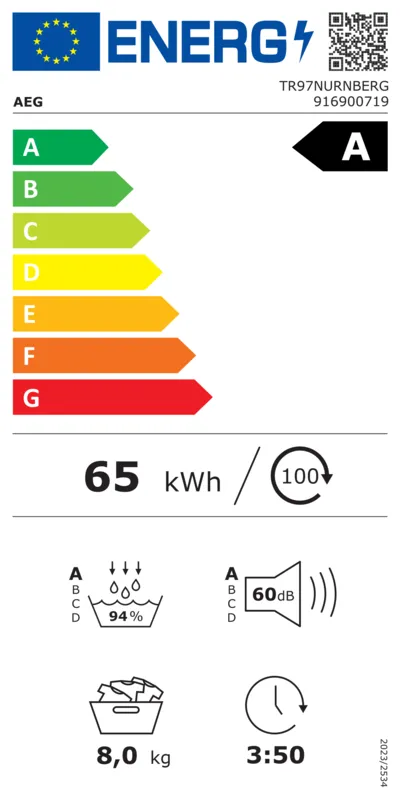 AEG TR97NURNBERG (leverbaar 03/26) energielabel