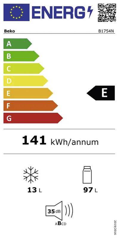 Beko B1754N energielabel