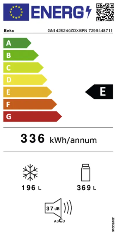 Beko GN1426240ZDXBRN energielabel
