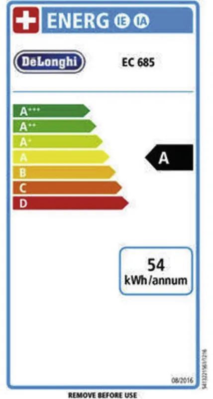 De´Longhi EC 685.M DEDICA energielabel