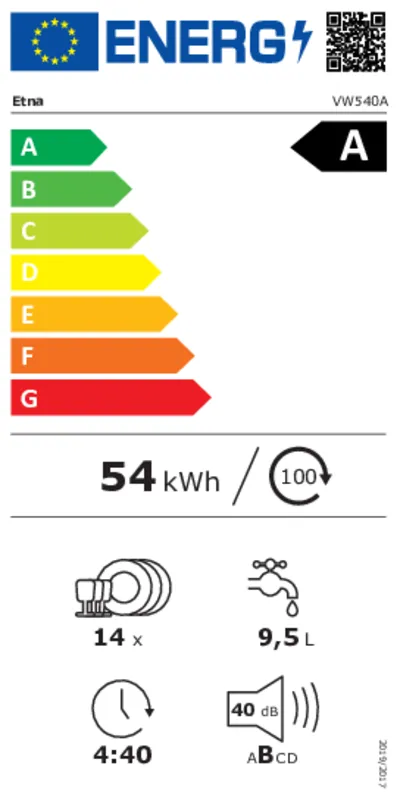 Etna VW540A energielabel