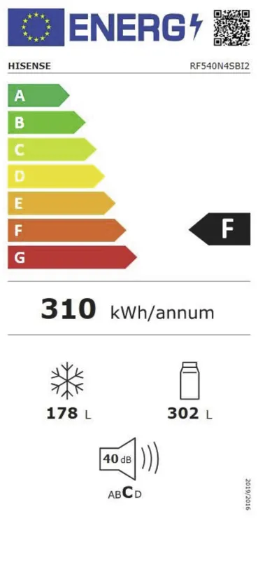 Hisense RF540N4SBI2 energielabel