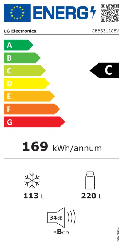 LG GBBS312CEV energielabel
