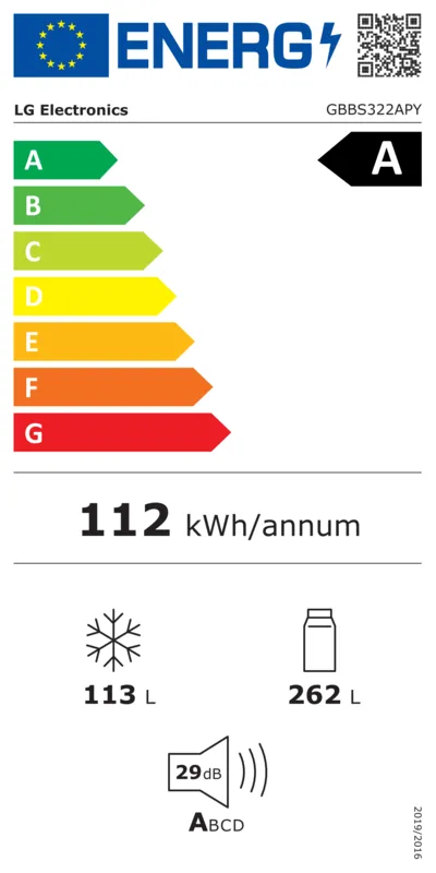 LG GBBS322APY energielabel