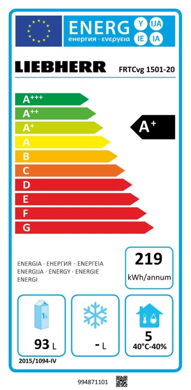 Liebherr FRTCvg 1501-20 energielabel