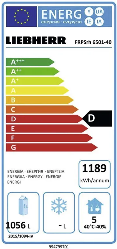 Liebherr FRPSrh 6501-40 energielabel