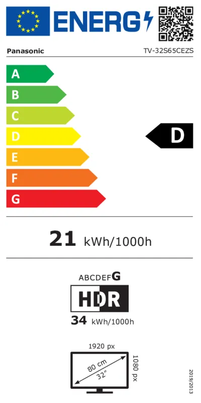 Panasonic TV-32S65CEZS energielabel
