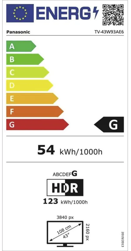Panasonic TV-43W93AE6 energielabel