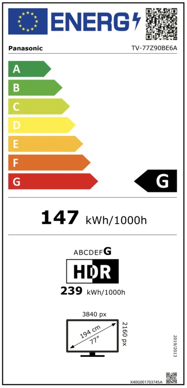 Panasonic TV-77Z90BE6A energielabel