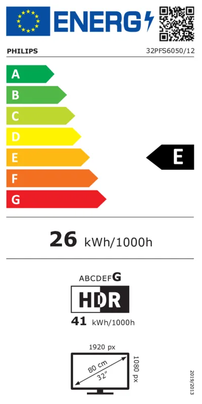 Philips 32PFS6050/12 energielabel