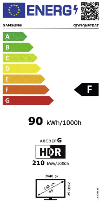 Samsung QE65QN92DATXXN energielabel