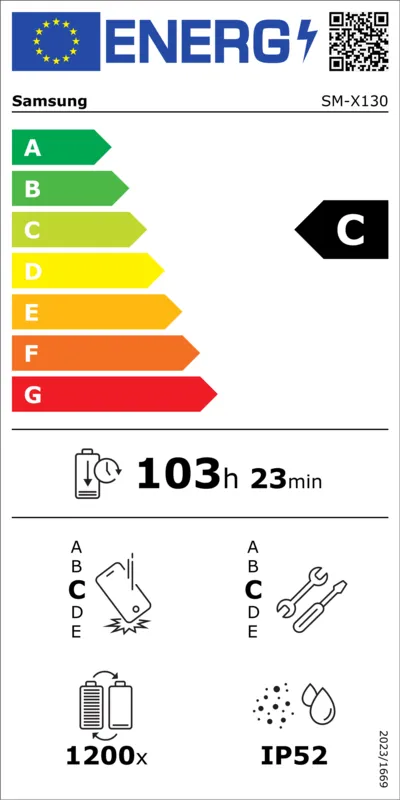 Samsung Galaxy Tab A11 64GB Wi-Fi X130N energielabel