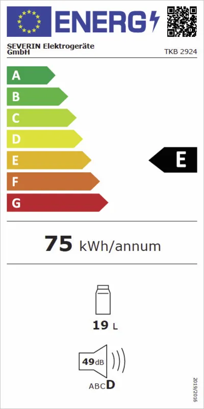 Severin TKB 2924 koelbox energielabel