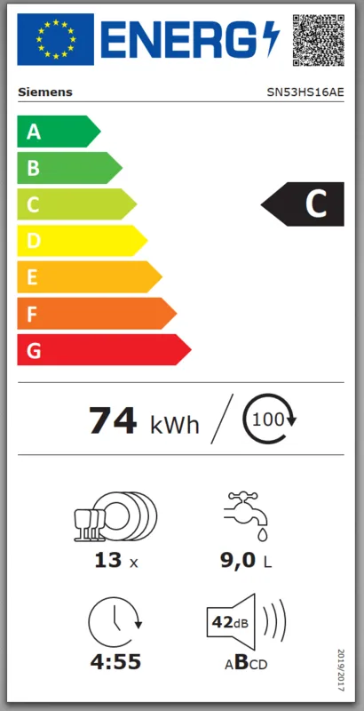 Siemens SN53HS16AE energielabel