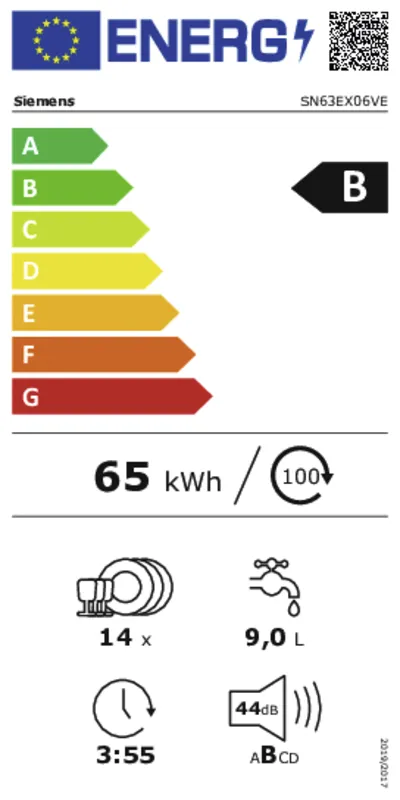 Siemens SN63EX06VE energielabel
