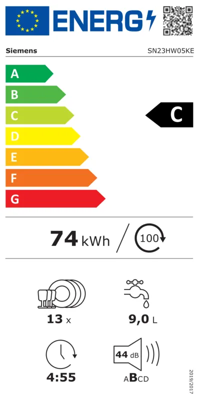 Siemens SN23HW05KE energielabel