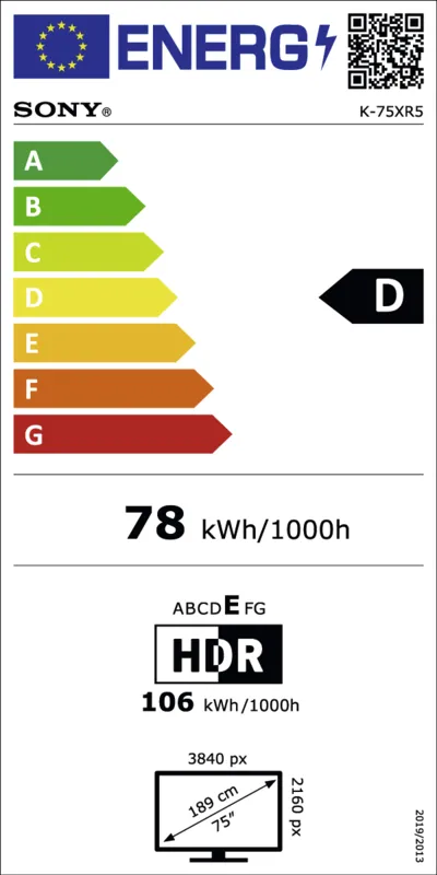 Sony K75XR59BP.CEI energielabel