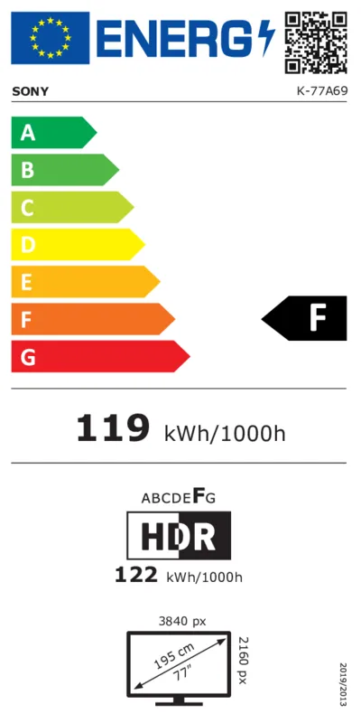 Sony K77A69PB energielabel