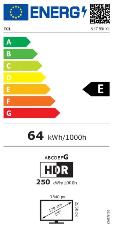 TCL 55C89L energielabel