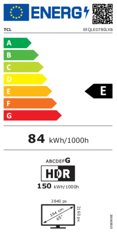 TCL 65QLED780L energielabel