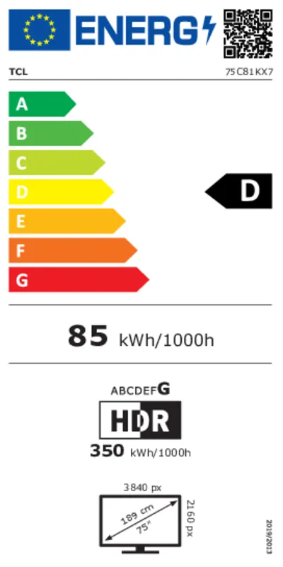 TCL 75C81K energielabel