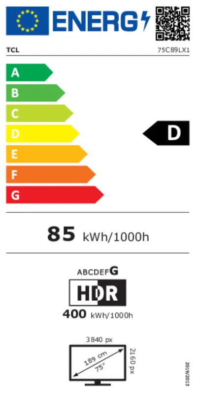 TCL 75C89L energielabel