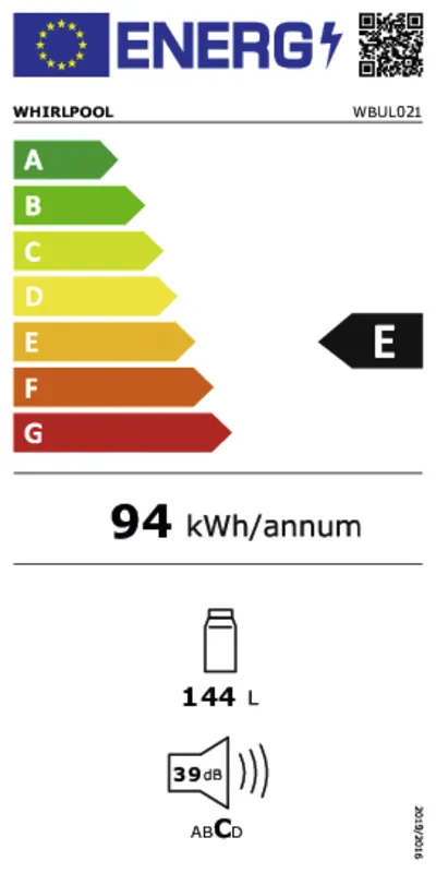 Whirlpool WBUL021 energielabel